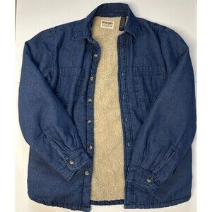 Vintage Wrangler Men’s Small Sherpa Fleece Lined Lightweight Denim Shirt Jacket